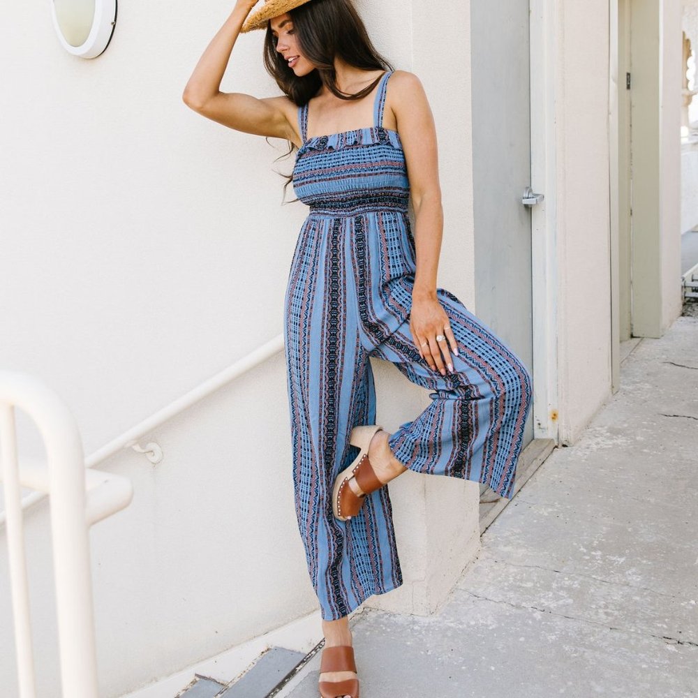 Boho Smocked Jumpsuit NWT